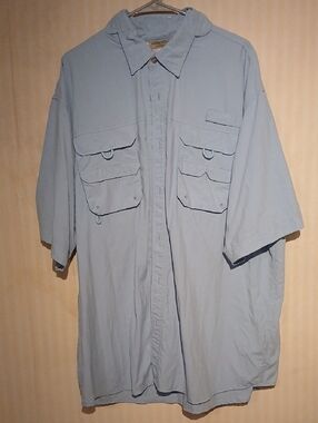 Men's Light Blue Military Field Shirt Jacket with Utility Pockets